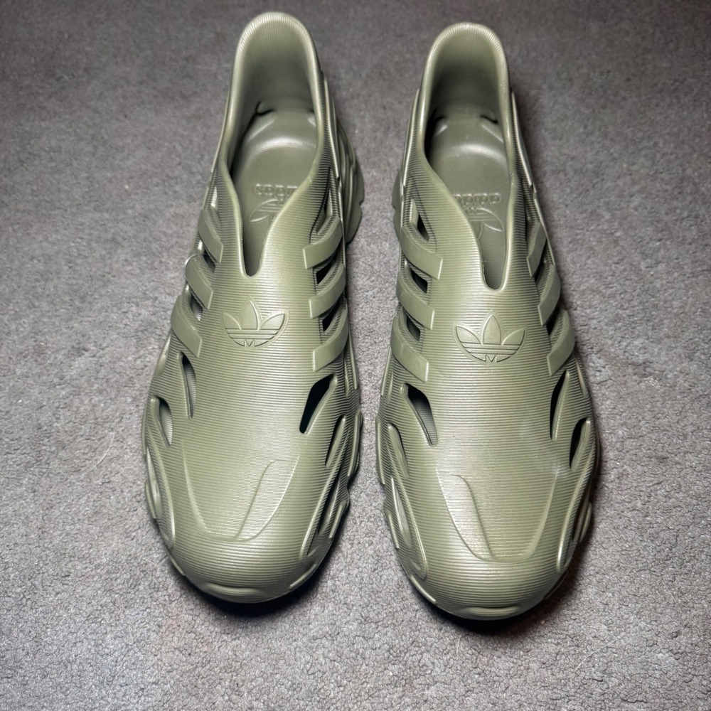 Adidas Adifom Q Olive Green Foam Sneakers Mens 11 HP6582 Slip On Shoes